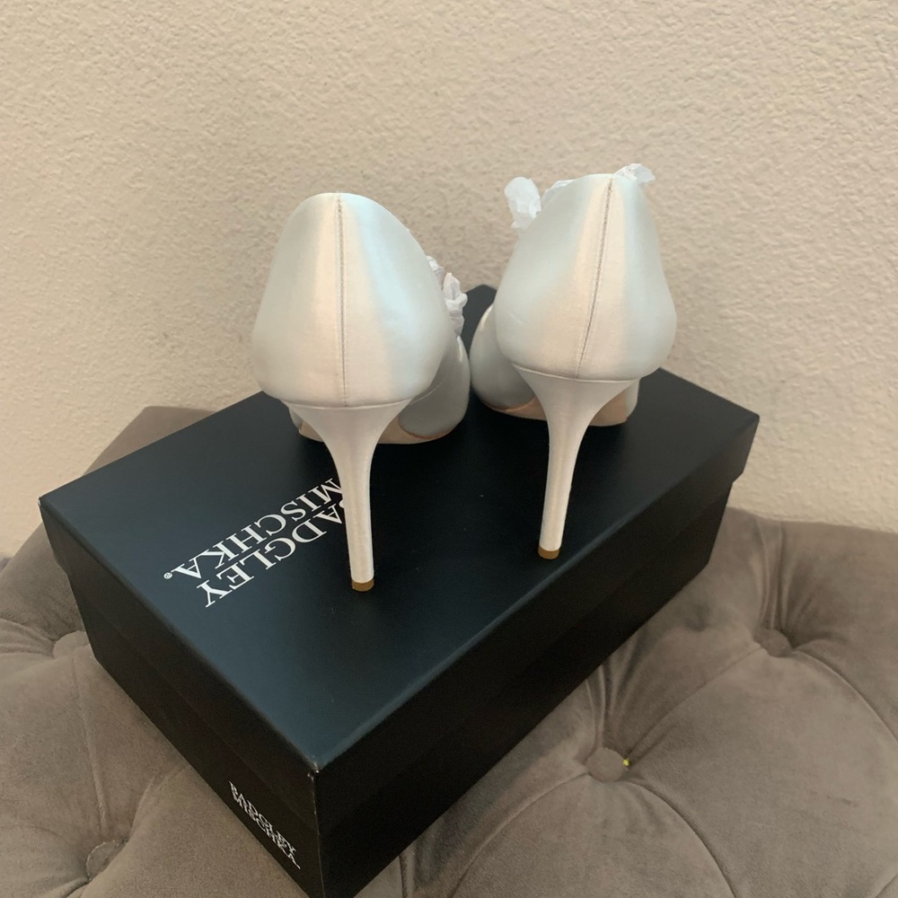 Badgley Mischka Cher Chrystal Embellished Pump- color soft white satin - Picture 11 of 12